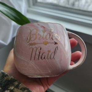 Pink Marble Brides Maid Mug With Gold Tone Detail NWOT